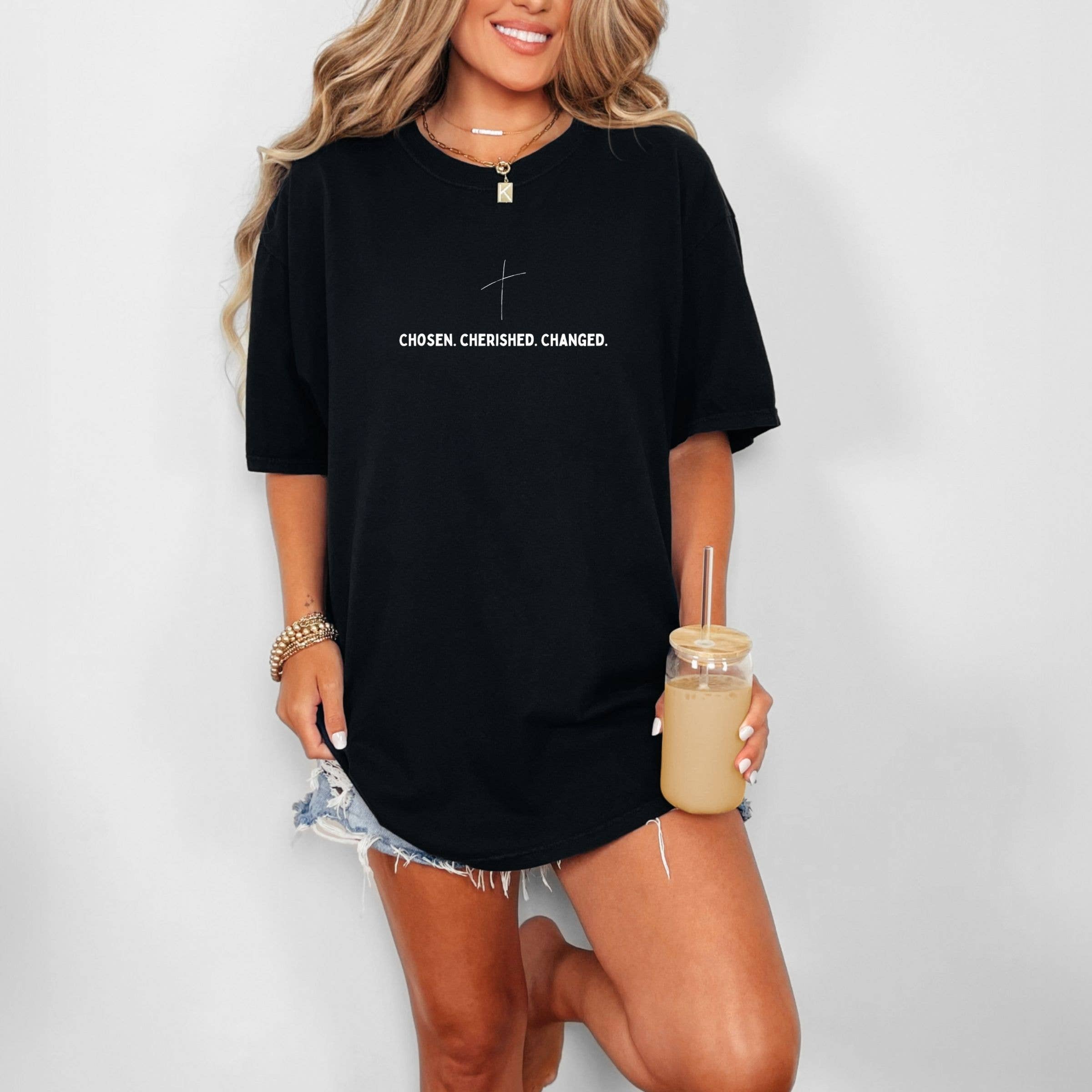 Chosen. Cherished. Changed. Christian Summer Graphic - Adult & Kids T-Shirts, Sweatshirts & Hoodies apparel design preview 1