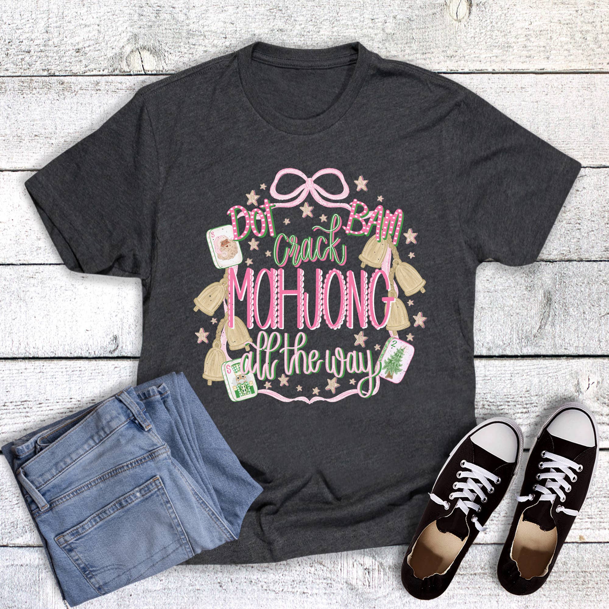 Christmas Mahjong All the Way Graphic - Adult & Kids T-Shirts, Sweatshirts & Hoodies apparel design preview 1