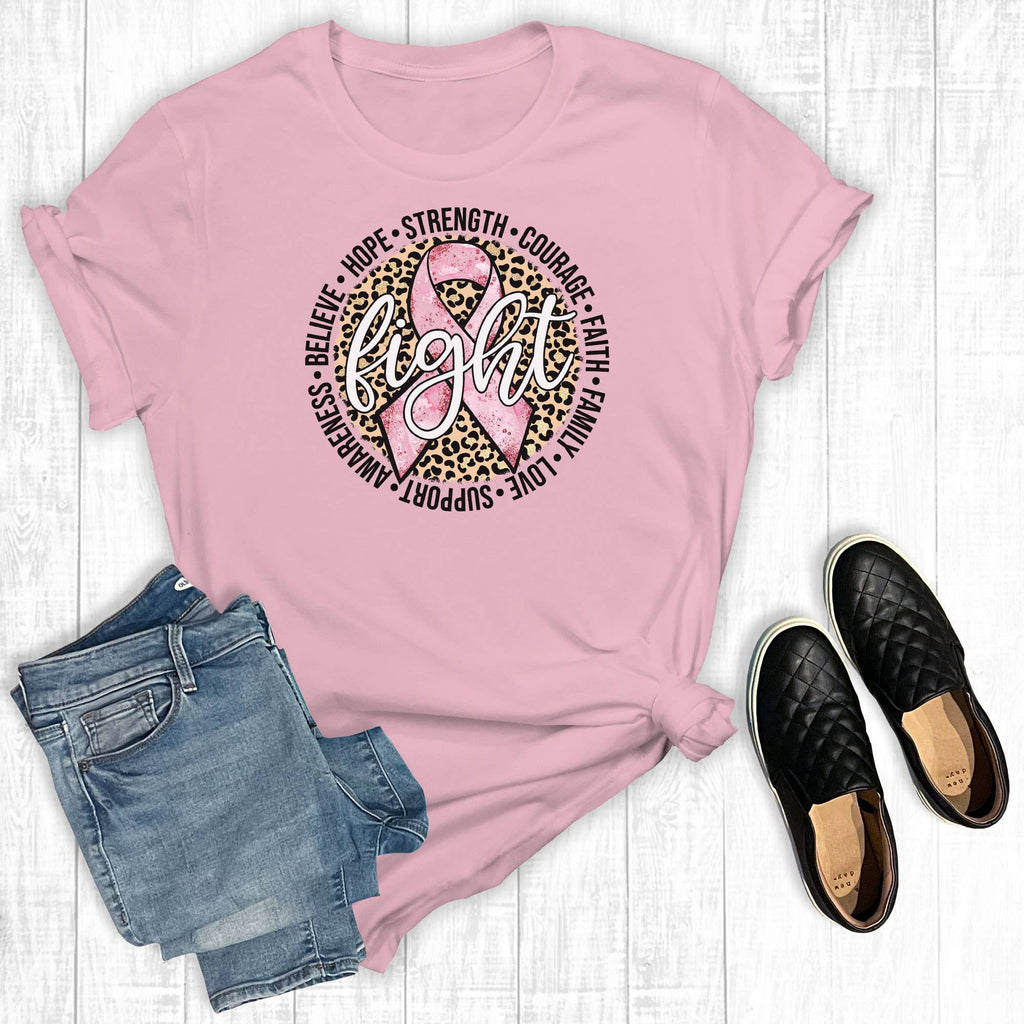 Leopard Fight Breast Cancer Light Pink - Adult & Kids T-Shirts, Sweatshirts & Hoodies apparel design preview 1