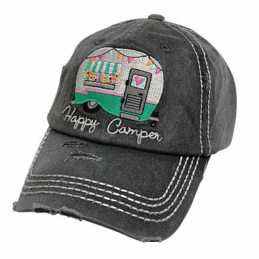 KBV-1276 Happy Camper-Torn Look-Black - Adult & Kids T-Shirts, Sweatshirts & Hoodies apparel design preview 1