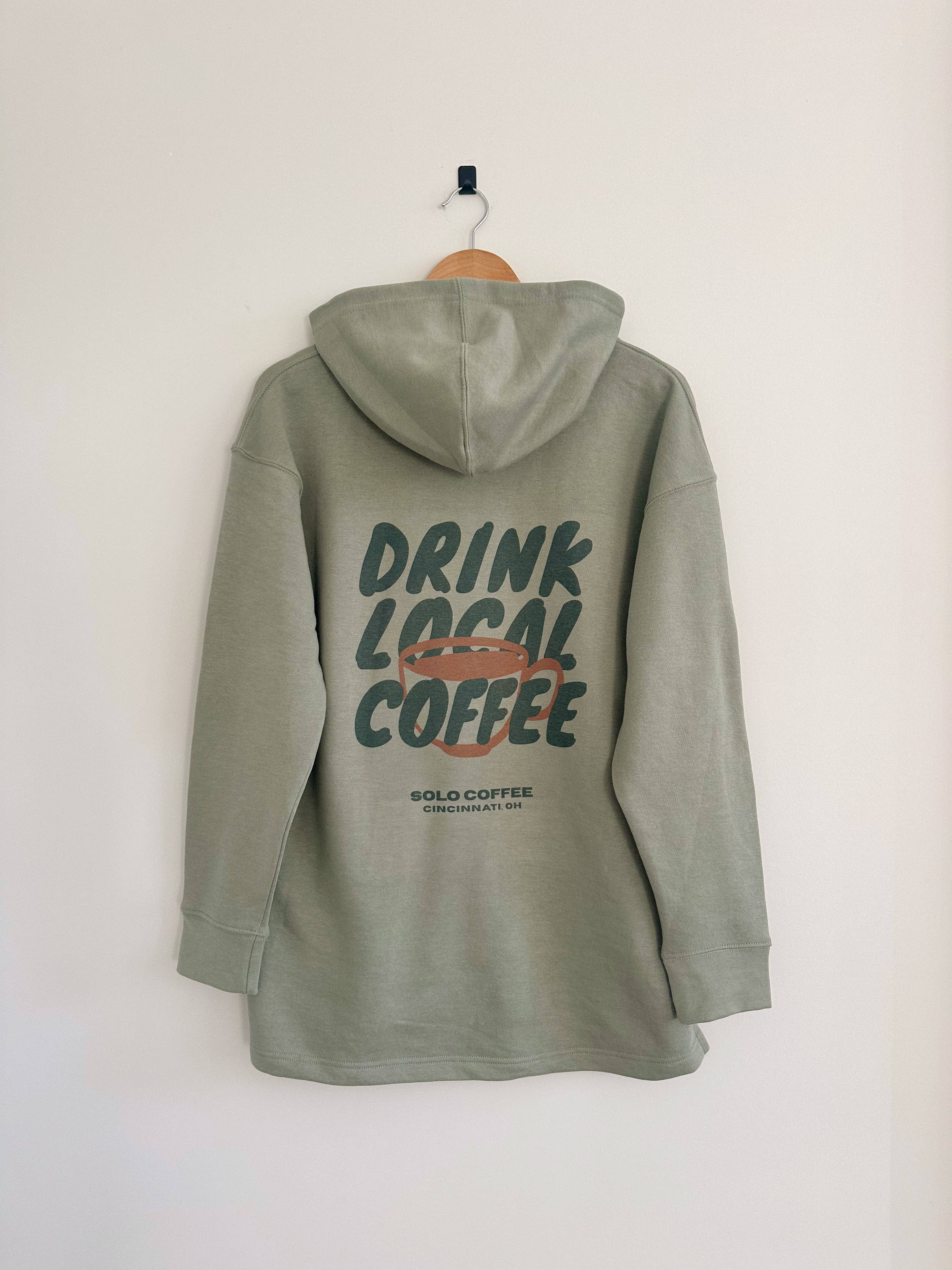 Drink Local Coffee Green Earth (Full Length) - Adult & Kids T-Shirts, Sweatshirts & Hoodies apparel design preview 1