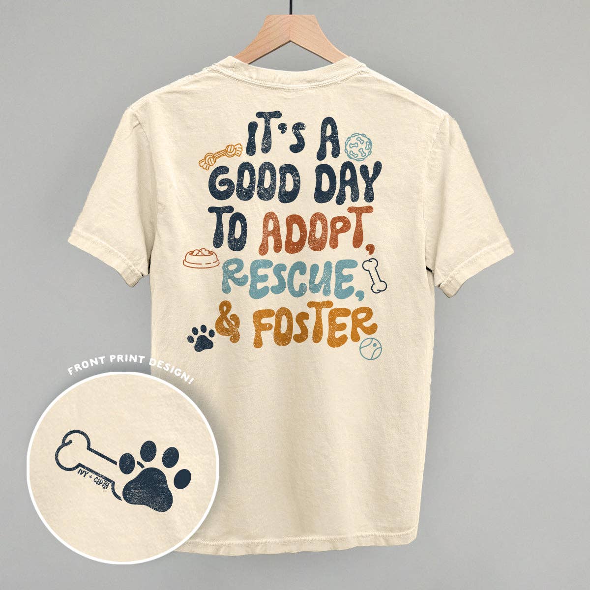 Adopt, Rescue, Foster (Back Print) - Adult & Kids T-Shirts, Sweatshirts & Hoodies apparel design preview 1
