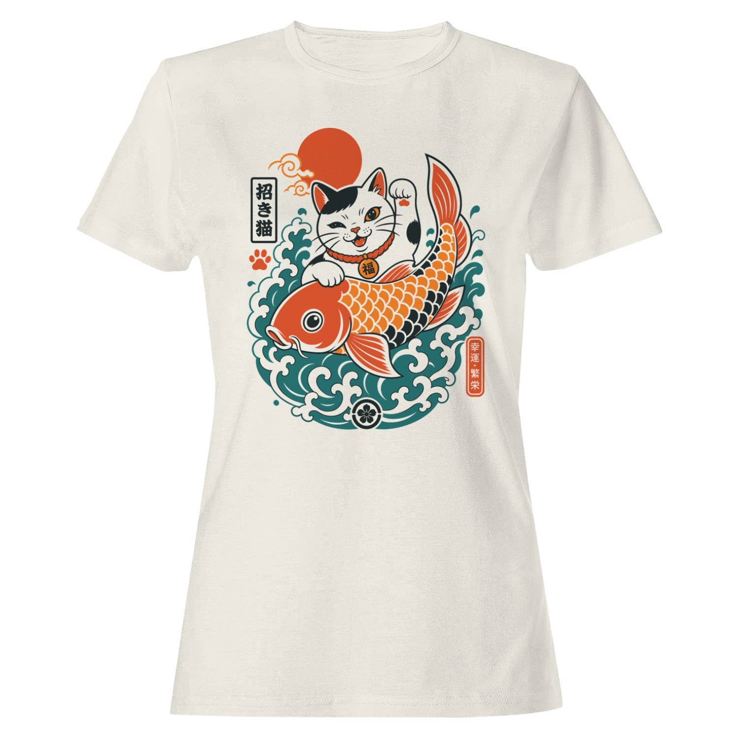 Lucky Black Maneki Neko Koi Fish Women's - Adult & Kids T-Shirts, Sweatshirts & Hoodies apparel design preview 1