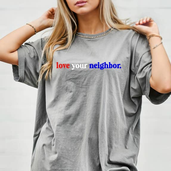 Love Your Neighbor Premium Gray - Adult & Kids T-Shirts, Sweatshirts & Hoodies apparel design preview 1