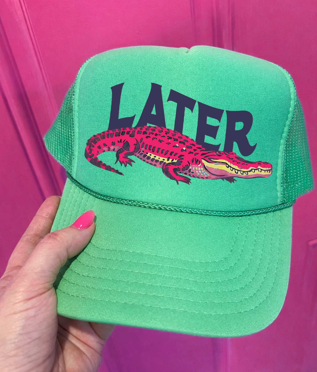 Pink Later Gator Cactus Green Otto Trucker - Adult & Kids T-Shirts, Sweatshirts & Hoodies apparel design preview 1