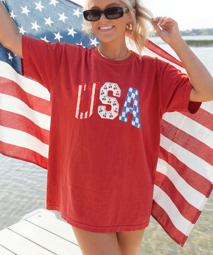 USA Cherries Red Comfort Color - Adult & Kids T-Shirts, Sweatshirts & Hoodies apparel design preview 1