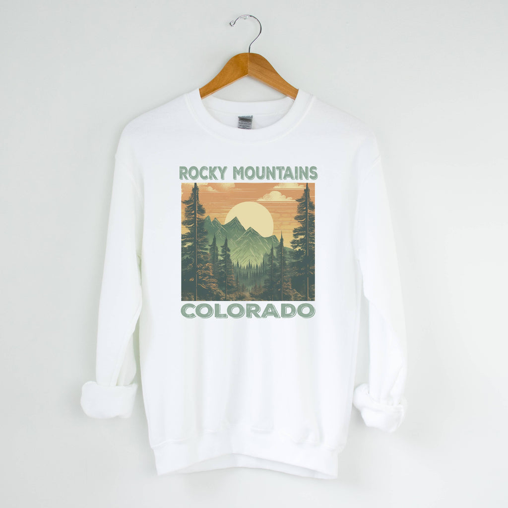 Rocky Mountain White Crewneck National Park Sizes - Adult & Kids T-Shirts, Sweatshirts & Hoodies apparel design preview 1