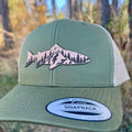 Mountain Scene Trout Leather Patch Hat 208Tees - Adult & Kids T-Shirts, Sweatshirts & Hoodies apparel design preview 1