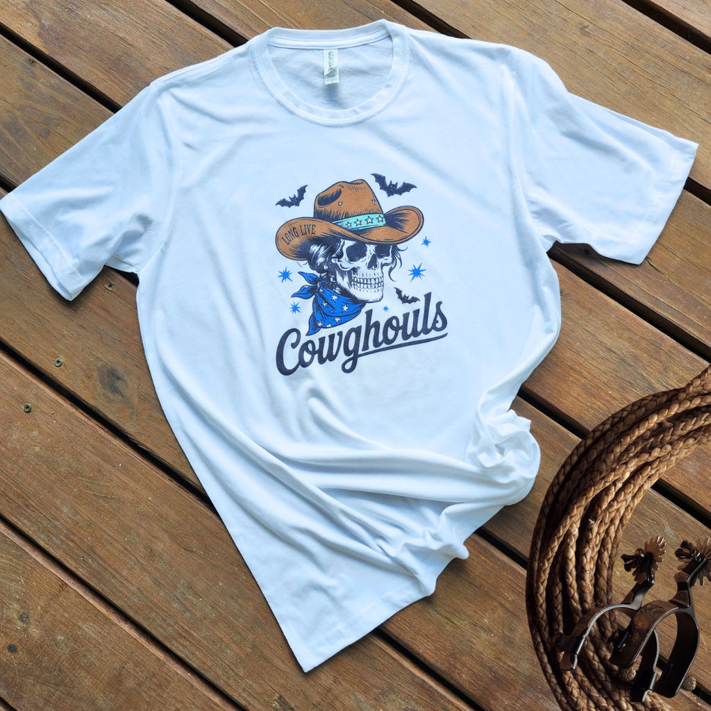 Long Live Cowghouls Skull Western Halloween Graphic - Adult & Kids T-Shirts, Sweatshirts & Hoodies apparel design preview 1