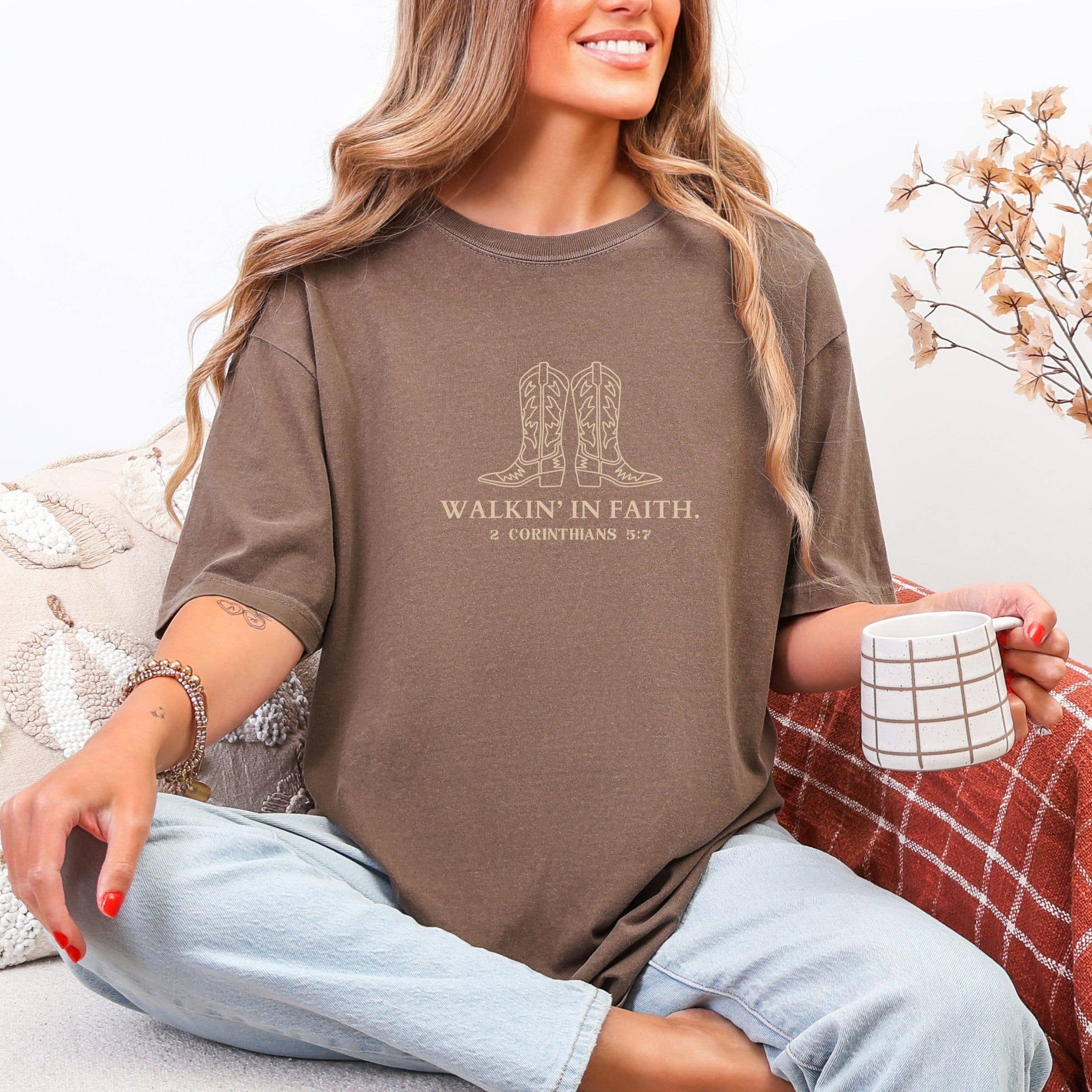 Walk in Faith Christian Western Summer Floral Graphic - Adult & Kids T-Shirts, Sweatshirts & Hoodies apparel design preview 1