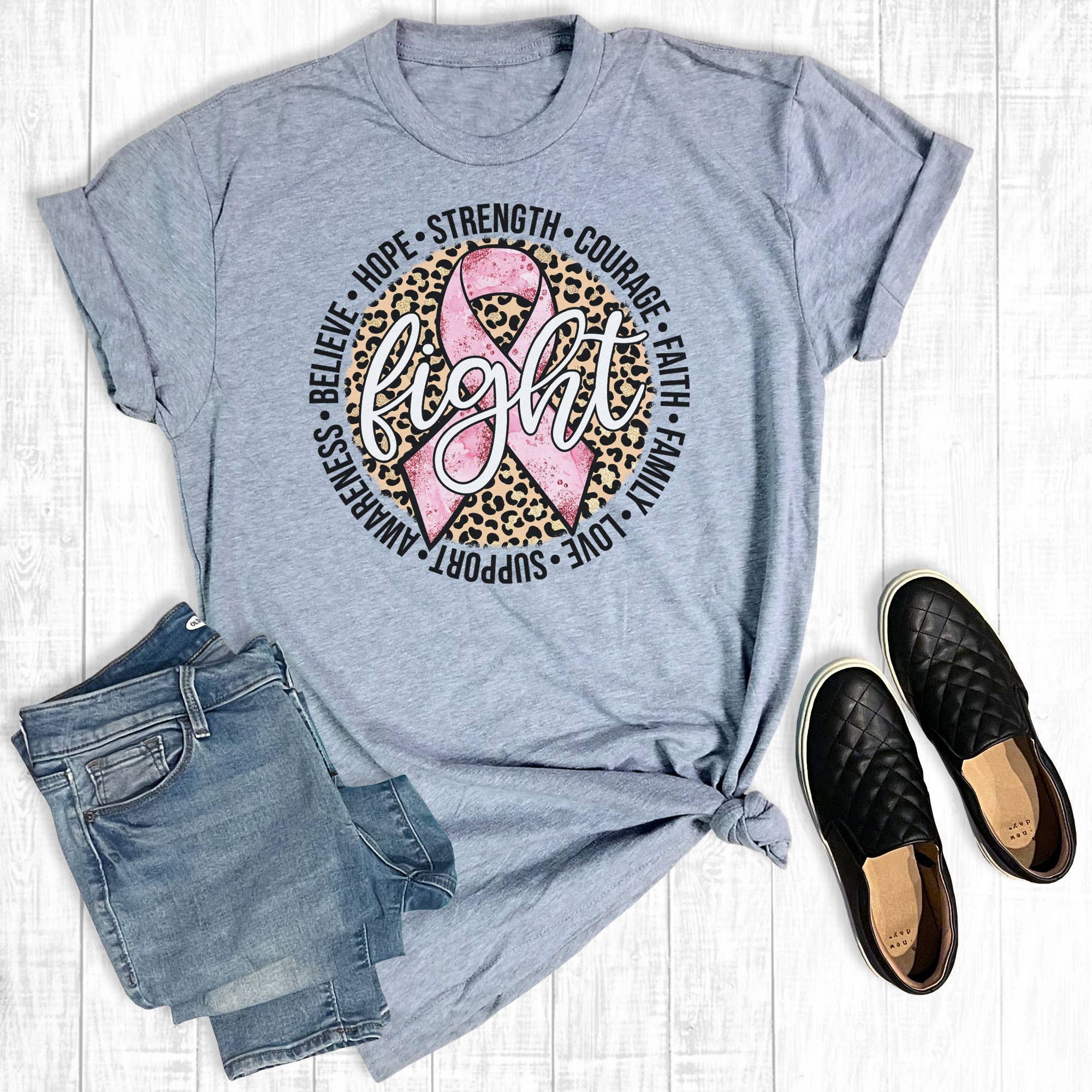 Leopard Fight Breast Cancer - Adult & Kids T-Shirts, Sweatshirts & Hoodies apparel design preview 1