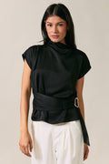 Mock Neck Cap Short Sleeve Belted Detail Top - Adult & Kids T-Shirts, Sweatshirts & Hoodies apparel design preview 1