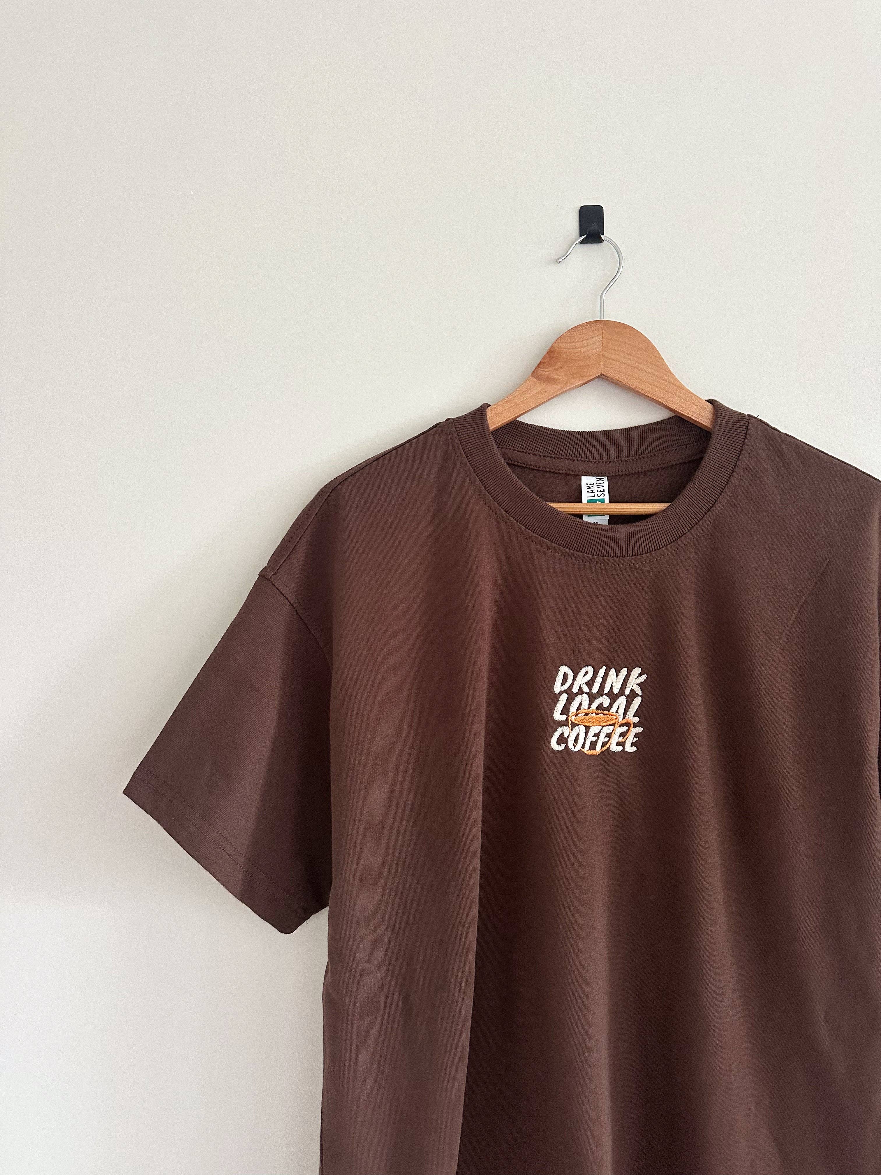 Drink Local Coffee Chocolate Brown - Adult & Kids T-Shirts, Sweatshirts & Hoodies apparel design preview 1