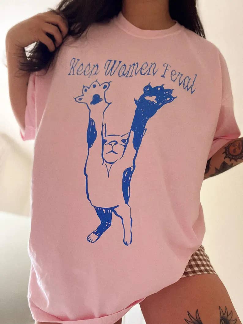 Keep Women Feral Feminist Graphic Blossom - Adult & Kids T-Shirts, Sweatshirts & Hoodies apparel design preview 1