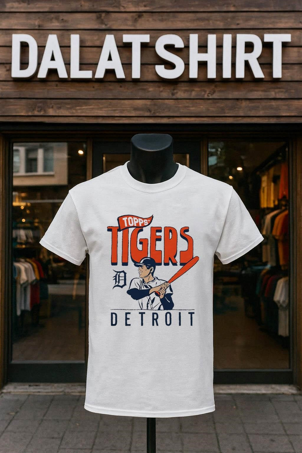 Topps Tigers Detroit Batter Old English D Graphic - Adult & Kids T-Shirts, Sweatshirts & Hoodies apparel design preview 1