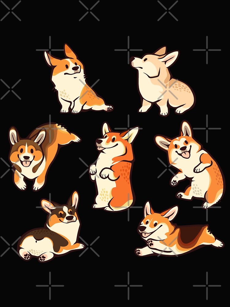 Jolly corgis in green by Colordrilos - Adult & Kids T-Shirts, Sweatshirts & Hoodies apparel design preview 2