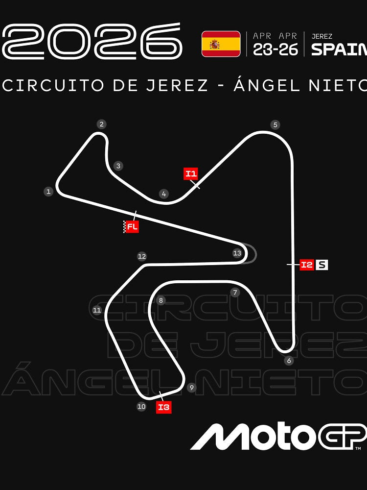 MotoGP Circuit Map Spain 2026 Circuito de Jerez Ángel - Adult & Kids T-Shirts, Sweatshirts & Hoodies apparel design preview 2