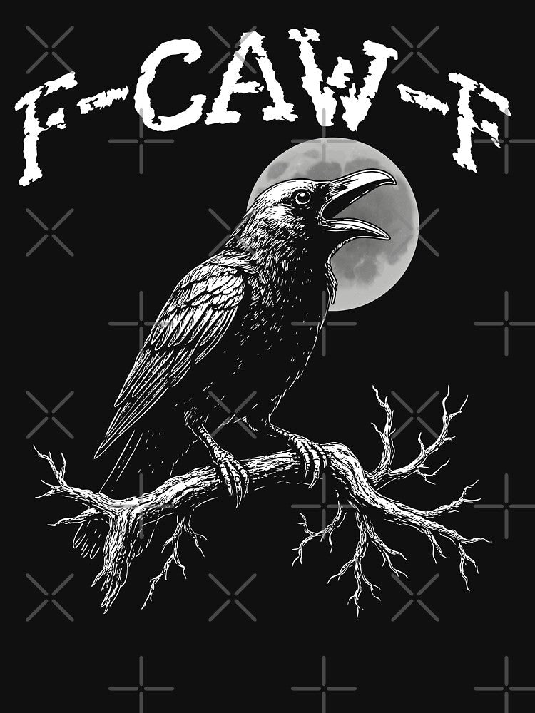 Black Crow F-Caw-F Funny Bird by DavidCloud - Adult & Kids T-Shirts, Sweatshirts & Hoodies apparel design preview 2
