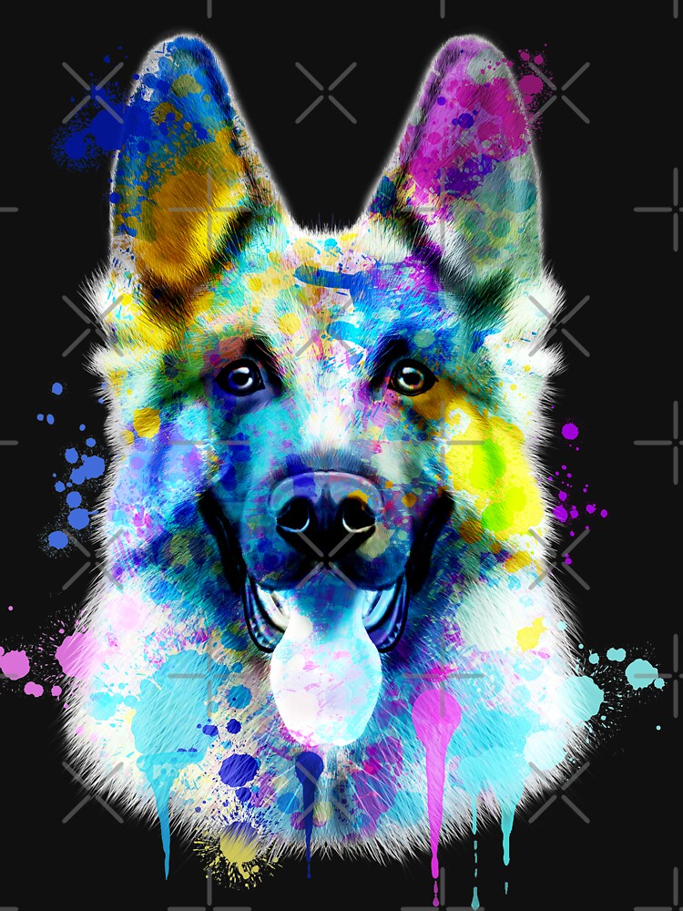 German Shepherd Watercolor, Dog print, - Adult & Kids T-Shirts, Sweatshirts & Hoodies apparel design preview 2