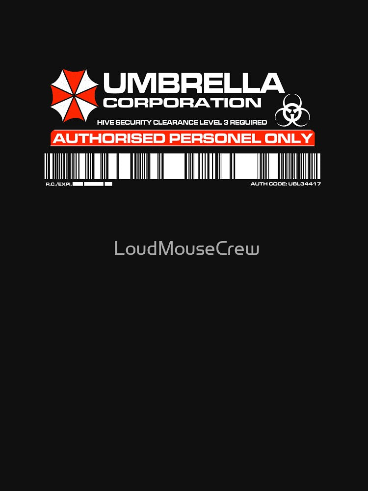 UMBRELLA CORP AUTHORIZATION ACCESS STICKER by - Adult & Kids T-Shirts, Sweatshirts & Hoodies apparel design preview 2