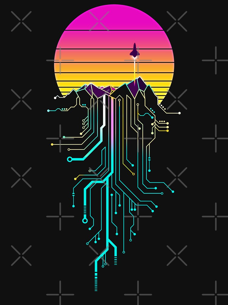 Synth Mountain Sunrise by forge22 - Adult & Kids T-Shirts, Sweatshirts & Hoodies apparel design preview 2