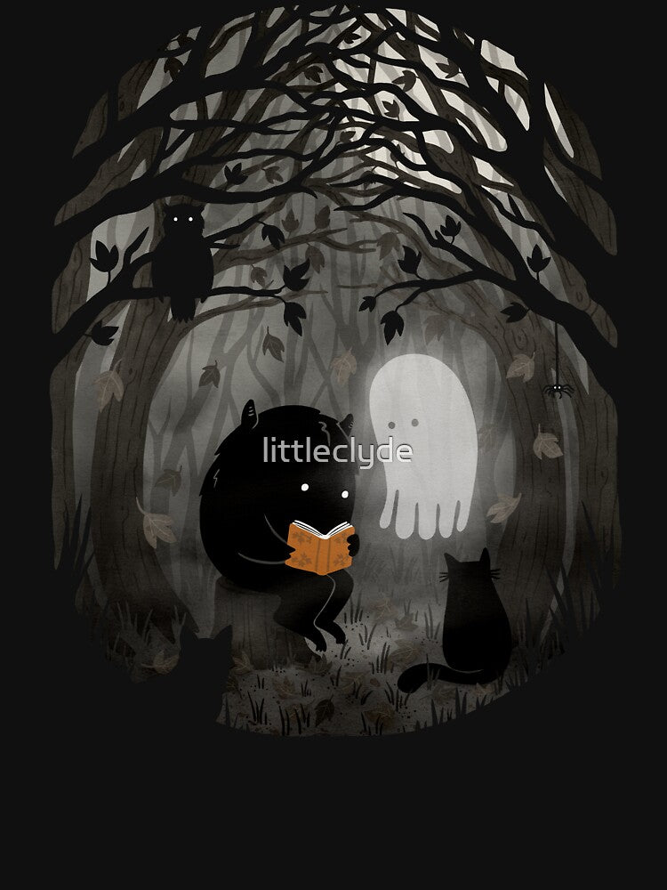 A Quiet Spooky Spot (Book Reading Monster) by - Adult & Kids T-Shirts, Sweatshirts & Hoodies apparel design preview 2