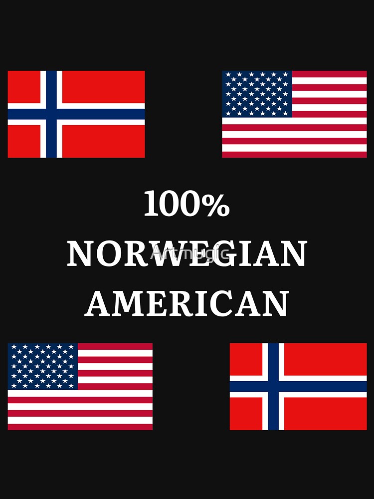 100% Norwegian American by Artmugic - Adult & Kids T-Shirts, Sweatshirts & Hoodies apparel design preview 2