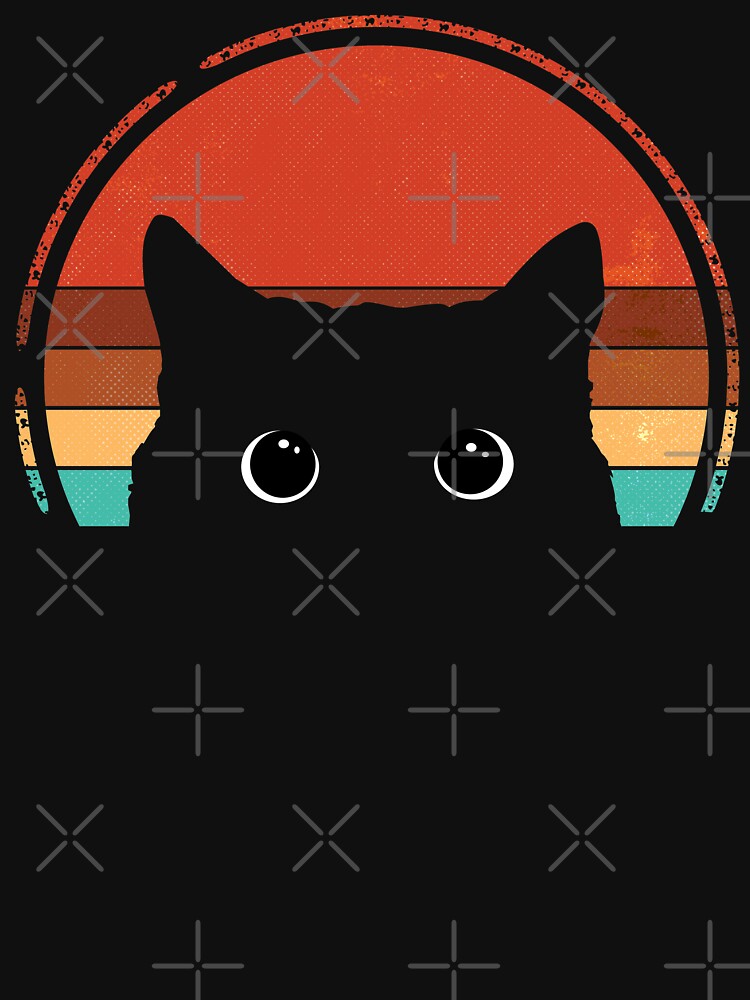 Black Cat Peeking Sunset Vintage by nameonshirt - Adult & Kids T-Shirts, Sweatshirts & Hoodies apparel design preview 2