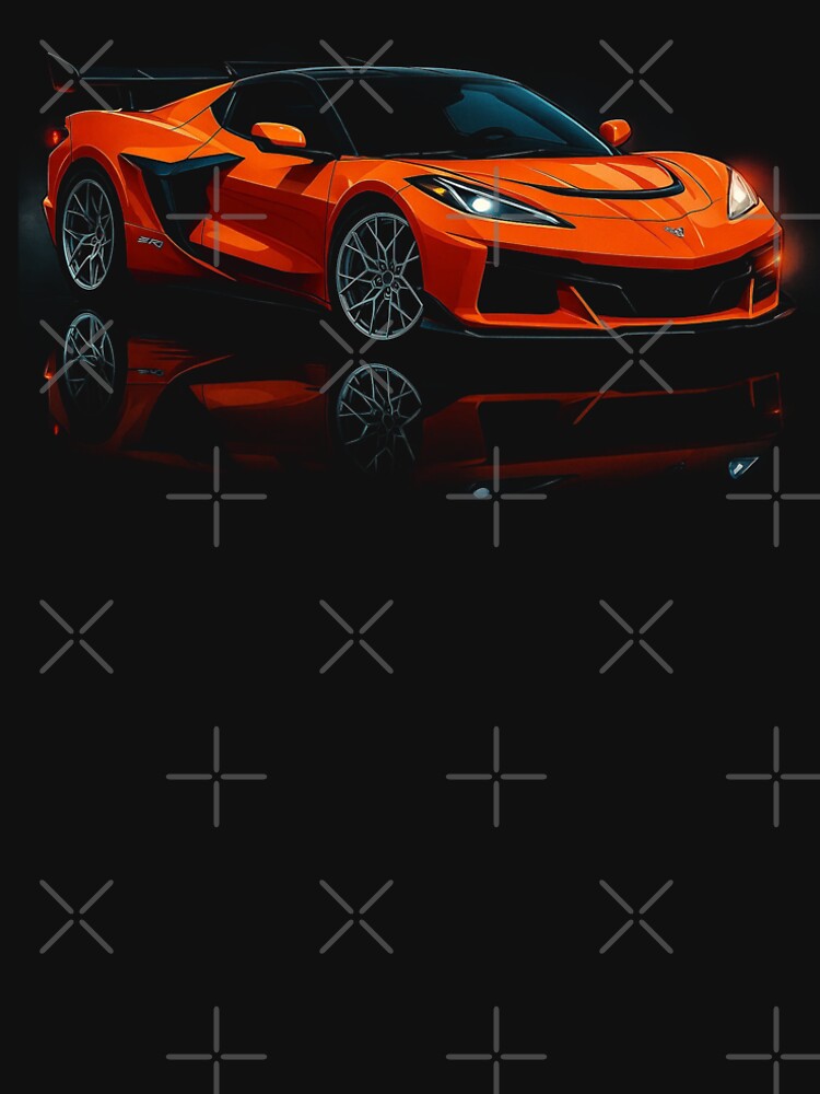 2025 Corvette ZR1X Orange C8 Supercar Illustration - Adult & Kids T-Shirts, Sweatshirts & Hoodies apparel design preview 2