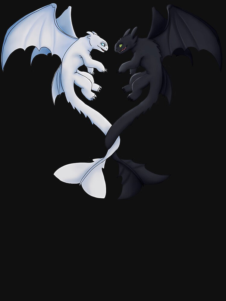 Toothless-And-Lightfury by earline4fk - Adult & Kids T-Shirts, Sweatshirts & Hoodies apparel design preview 2