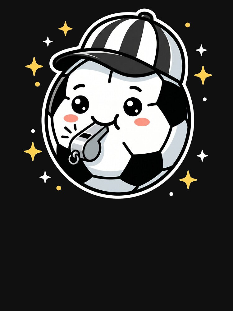 Cute Kawaii Soccer Ball Referee Whistle by - Adult & Kids T-Shirts, Sweatshirts & Hoodies apparel design preview 2