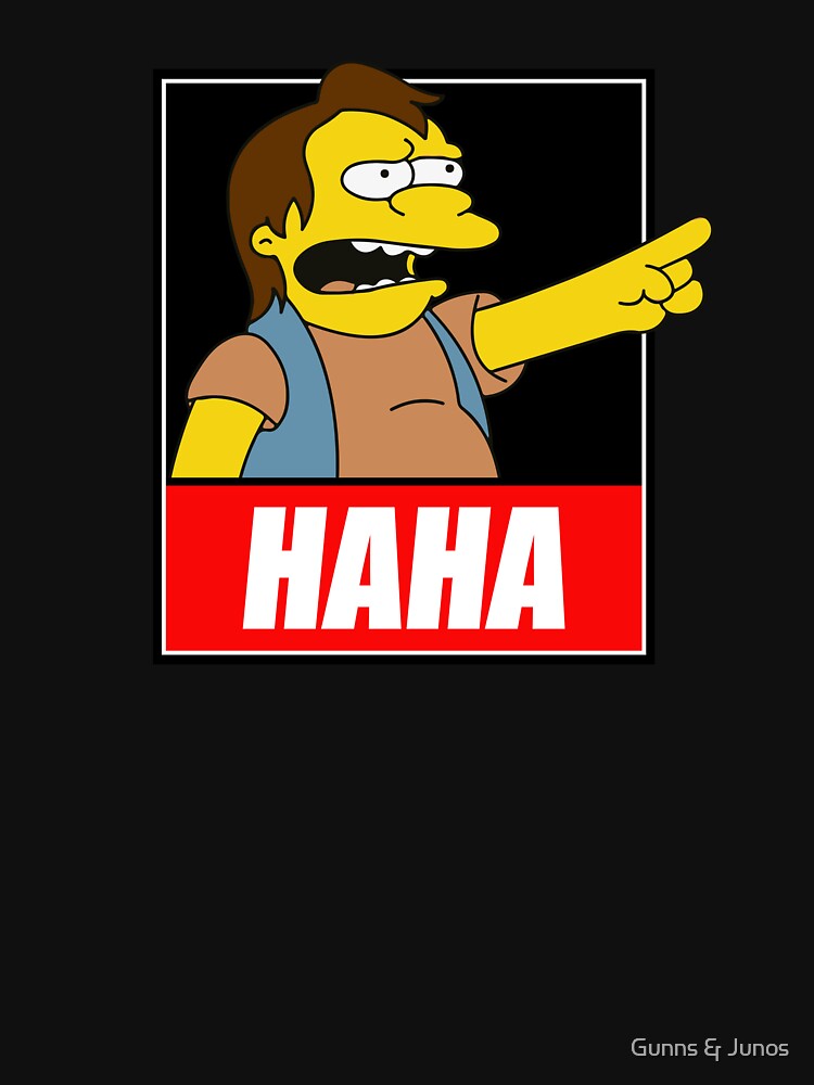 Nelson Muntz HAHA [Cartoon Remix Designs] by Gunns - Adult & Kids T-Shirts, Sweatshirts & Hoodies apparel design preview 2