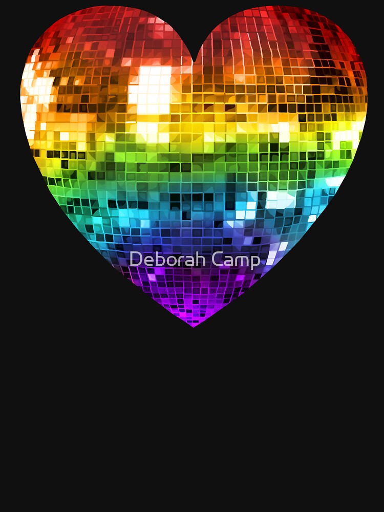 Rainbow Disco Ball Heart by Deborah Camp - Adult & Kids T-Shirts, Sweatshirts & Hoodies apparel design preview 2