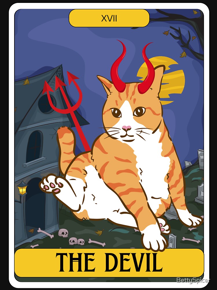 Tarot Card Orange Cat The Devil by BettySpicer - Adult & Kids T-Shirts, Sweatshirts & Hoodies apparel design preview 2
