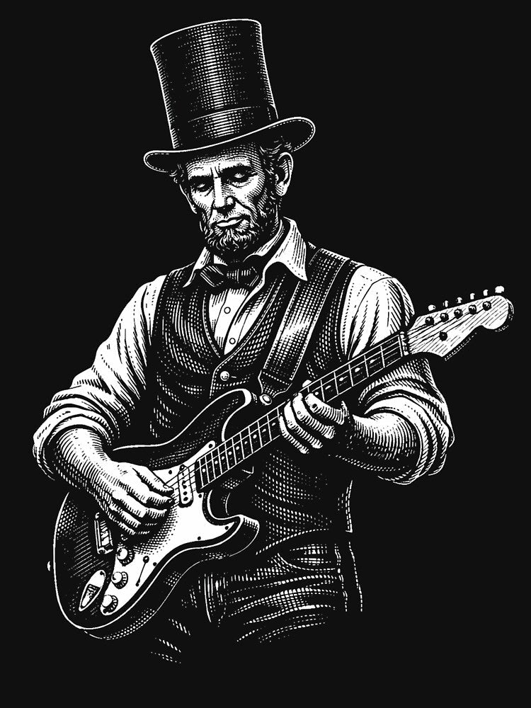 Abraham lincoln playing guitar by Kladhadredo - Adult & Kids T-Shirts, Sweatshirts & Hoodies apparel design preview 2