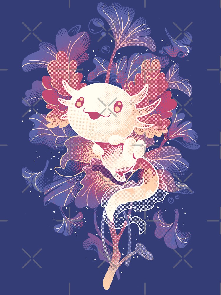 Little Axo Cute Underwater Salamander by Snouleaf - Adult & Kids T-Shirts, Sweatshirts & Hoodies apparel design preview 2