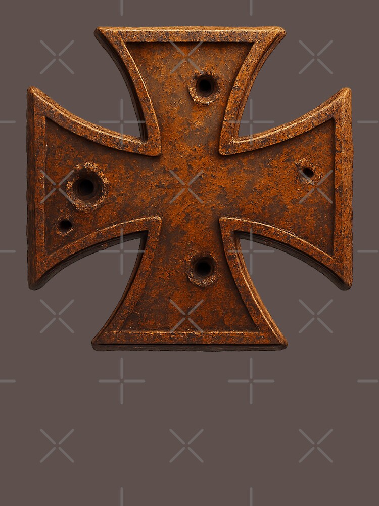Rusted Iron Cross Historical Military Medal Design by - Adult & Kids T-Shirts, Sweatshirts & Hoodies apparel design preview 2