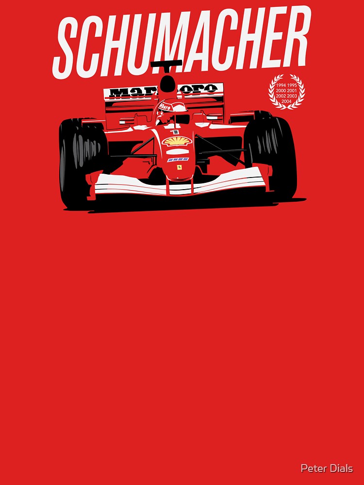 Schumacher 7 time World Champion by Peter Dials - Adult & Kids T-Shirts, Sweatshirts & Hoodies apparel design preview 2