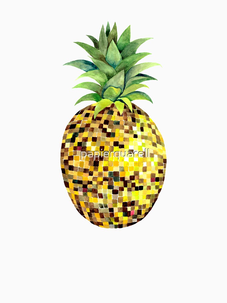 Disco Ball Pineapple Pink Background by papierquarell - Adult & Kids T-Shirts, Sweatshirts & Hoodies apparel design preview 2