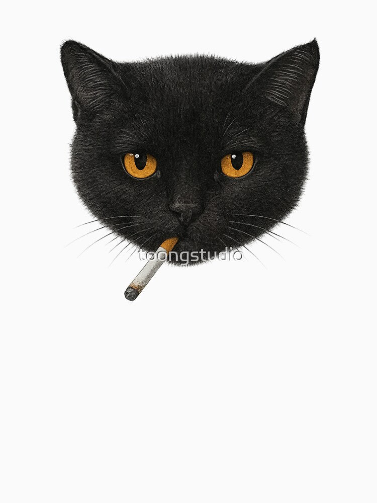 Smoking Cat Y2K, Vintage Black for Men Women, Edgy - Adult & Kids T-Shirts, Sweatshirts & Hoodies apparel design preview 2