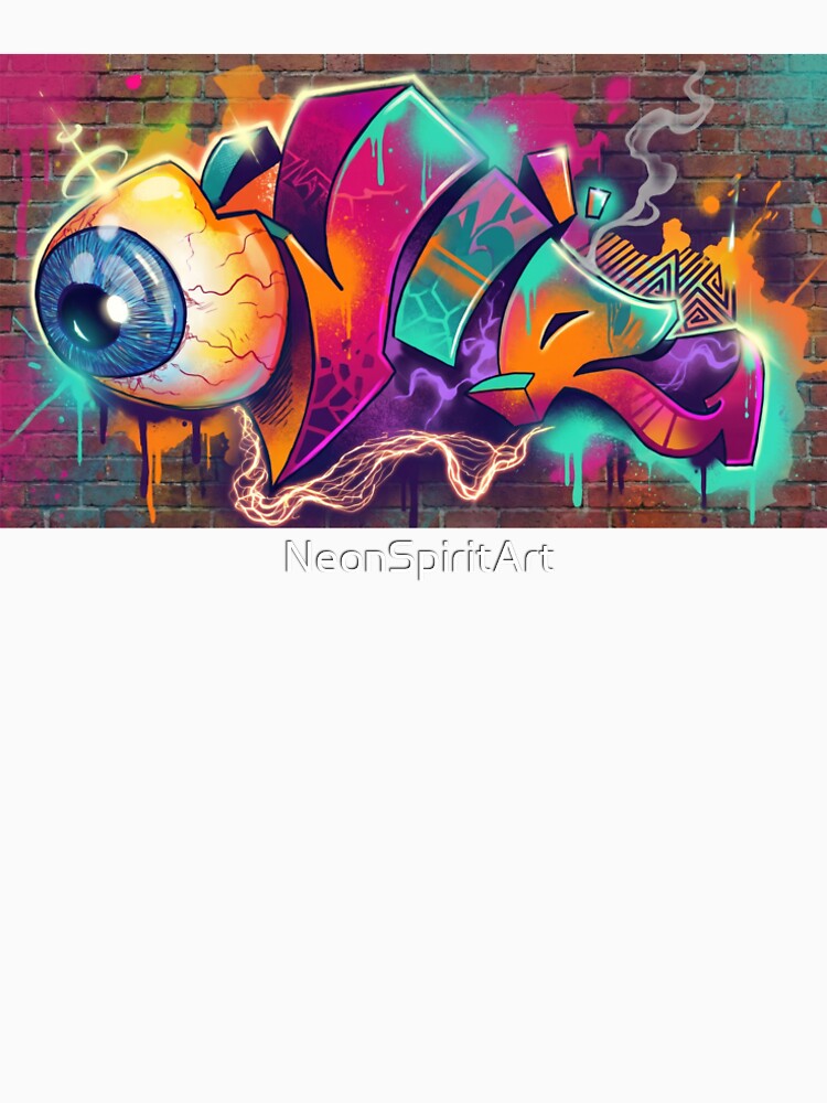 OLLIE Neon Eye Graffiti Street Art by NeonSpiritArt - Adult & Kids T-Shirts, Sweatshirts & Hoodies apparel design preview 2
