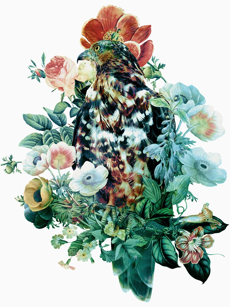 Bird in Flowers by RIZA PEKER - Adult & Kids T-Shirts, Sweatshirts & Hoodies apparel design preview 2