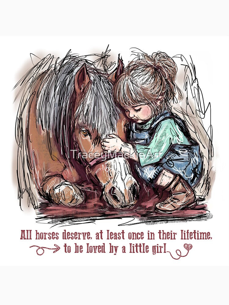 Little Girls and their Horses by TraceyMackieArt - Adult & Kids T-Shirts, Sweatshirts & Hoodies apparel design preview 2