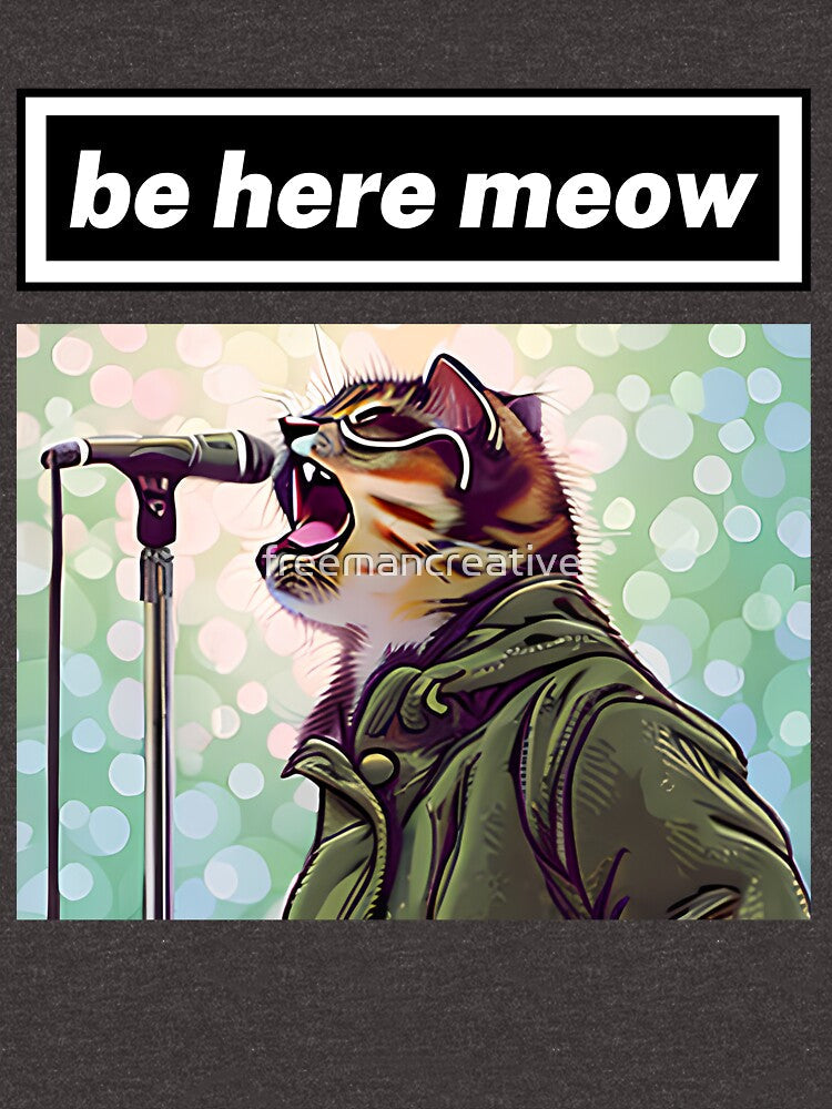 Brit pop cat be here meow by freemancreative - Adult & Kids T-Shirts, Sweatshirts & Hoodies apparel design preview 2