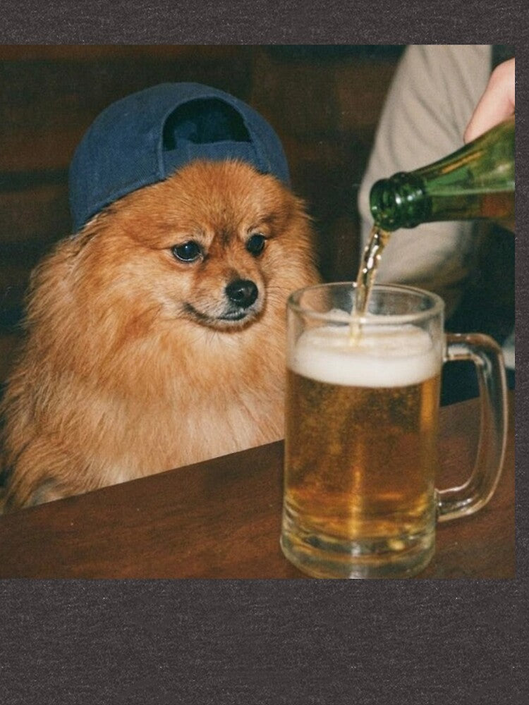 Funny Pomeranian Drinking Beer by ascribbler19 - Adult & Kids T-Shirts, Sweatshirts & Hoodies apparel design preview 2