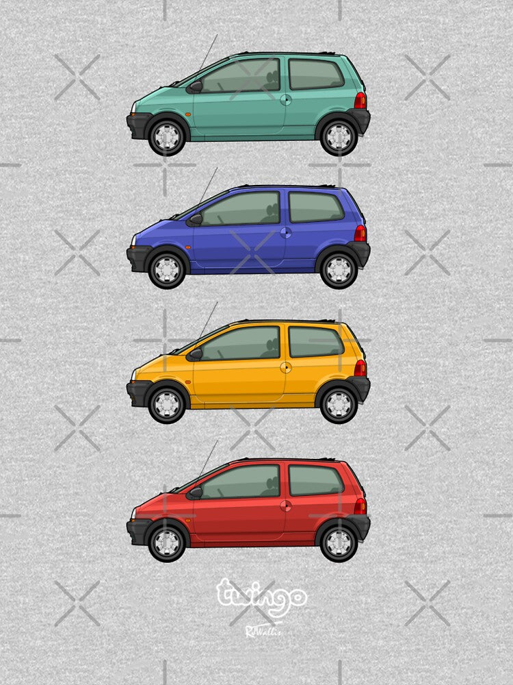Mk1 Twingo classic car collection by RJWautographics - Adult & Kids T-Shirts, Sweatshirts & Hoodies apparel design preview 2