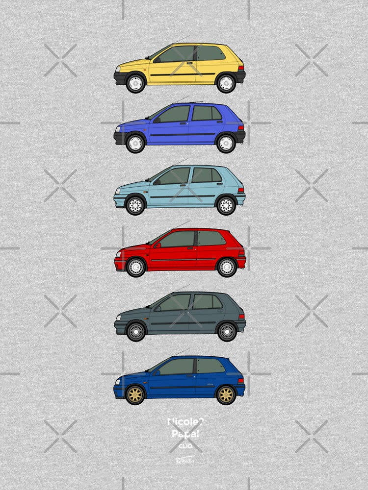 Mk1 Clio Classic car collection by RJWautographics - Adult & Kids T-Shirts, Sweatshirts & Hoodies apparel design preview 2