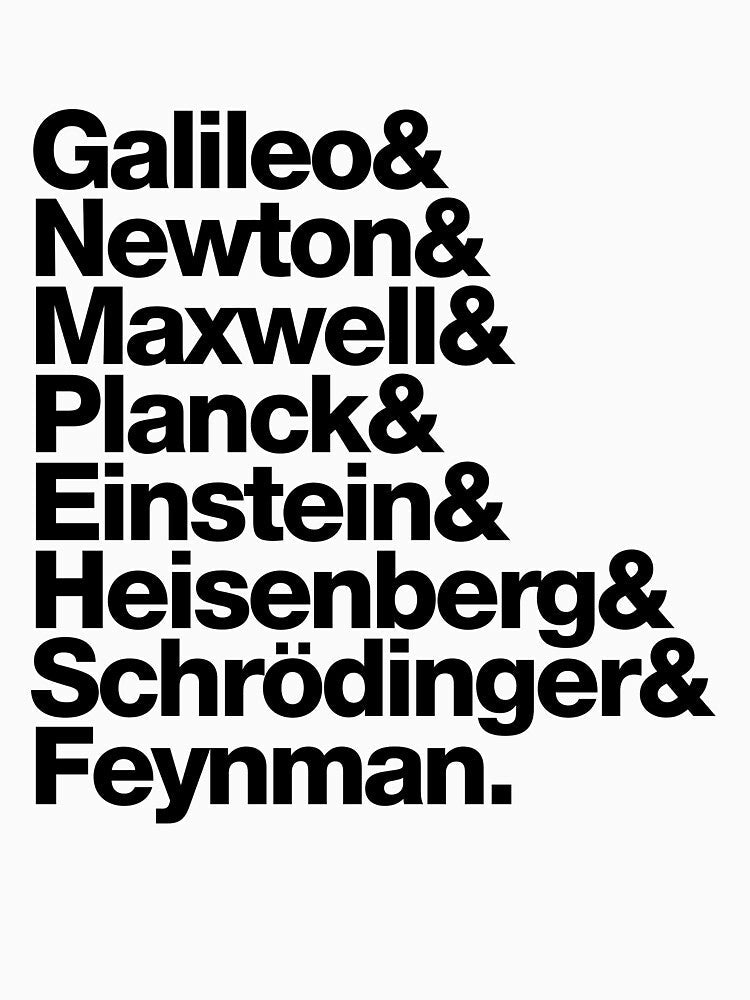The Physicists List (dark type) by Top Quark Design - Adult & Kids T-Shirts, Sweatshirts & Hoodies apparel design preview 2