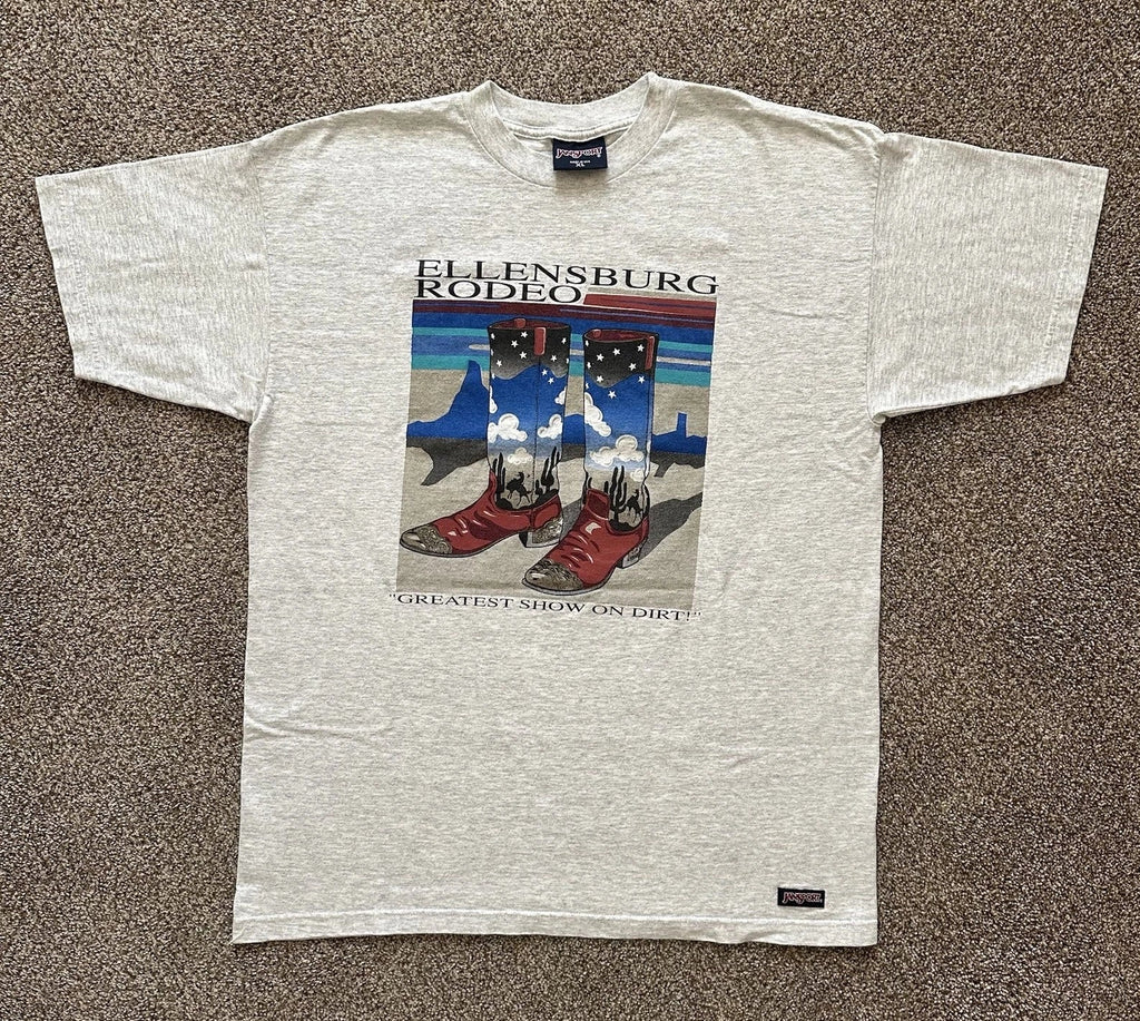 Vintage Jansport Ellensburg Rodeo Heather Gray Cowboy - Adult & Kids T-Shirts, Sweatshirts & Hoodies apparel design preview 1
