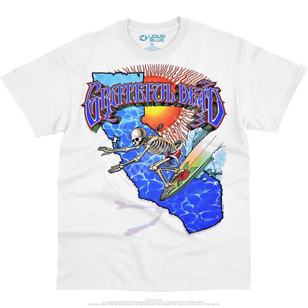 GRATEFUL DEAD-CALIFORNIA SURFER-SKELETON-ROSE- - Adult & Kids T-Shirts, Sweatshirts & Hoodies apparel design preview 1